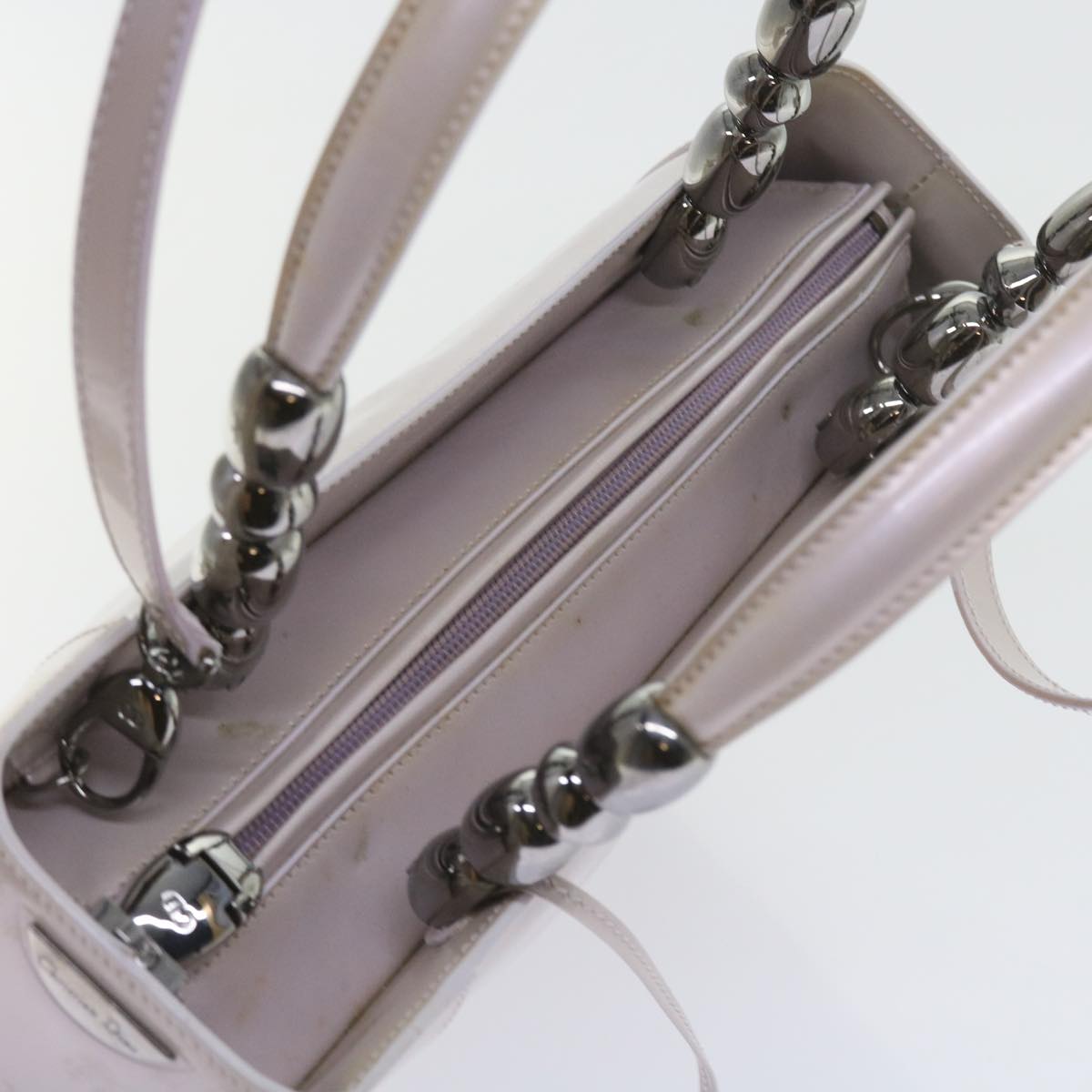 Christian Dior Maris Pearl Hand Bag Patent leather 2way Purple Auth yb410