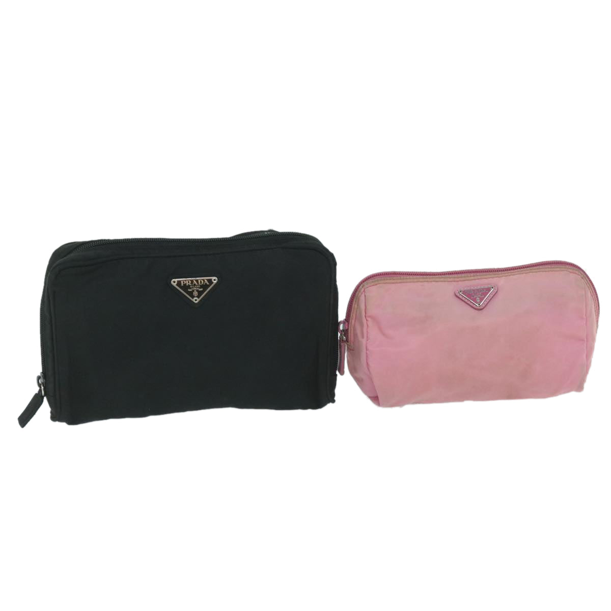 PRADA Pouch Nylon 2Set Black Pink Auth yb416