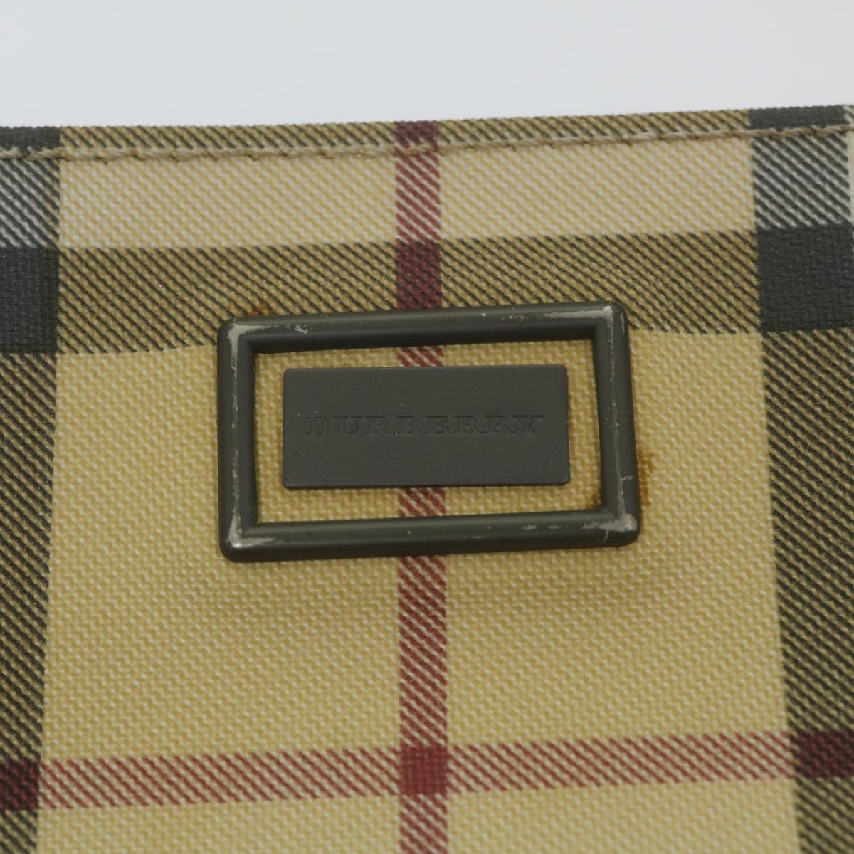 BURBERRY Nova Check Hand Bag PVC Leather Beige Auth yb436