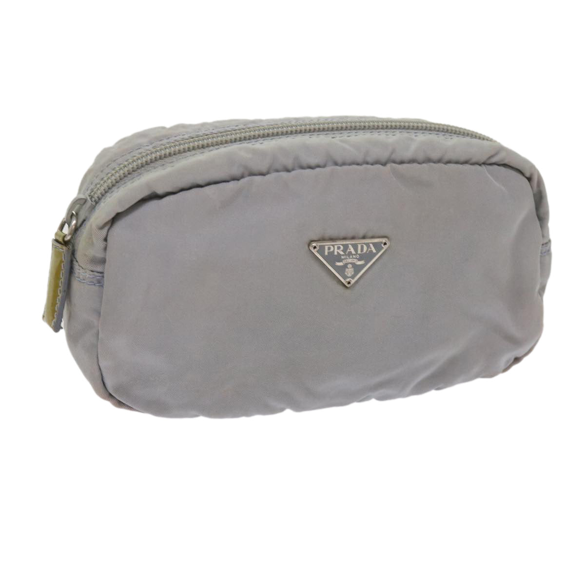 PRADA Pouch Nylon Gray Auth yb446