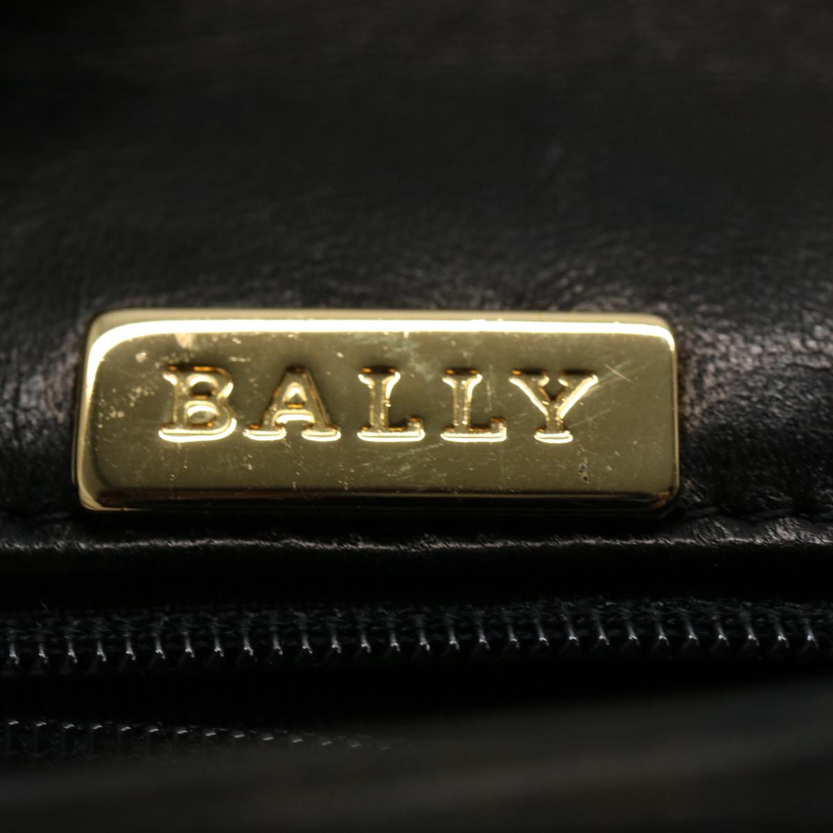 BALLY INTRECCIATO Hand Bag Leather Black Auth yb481