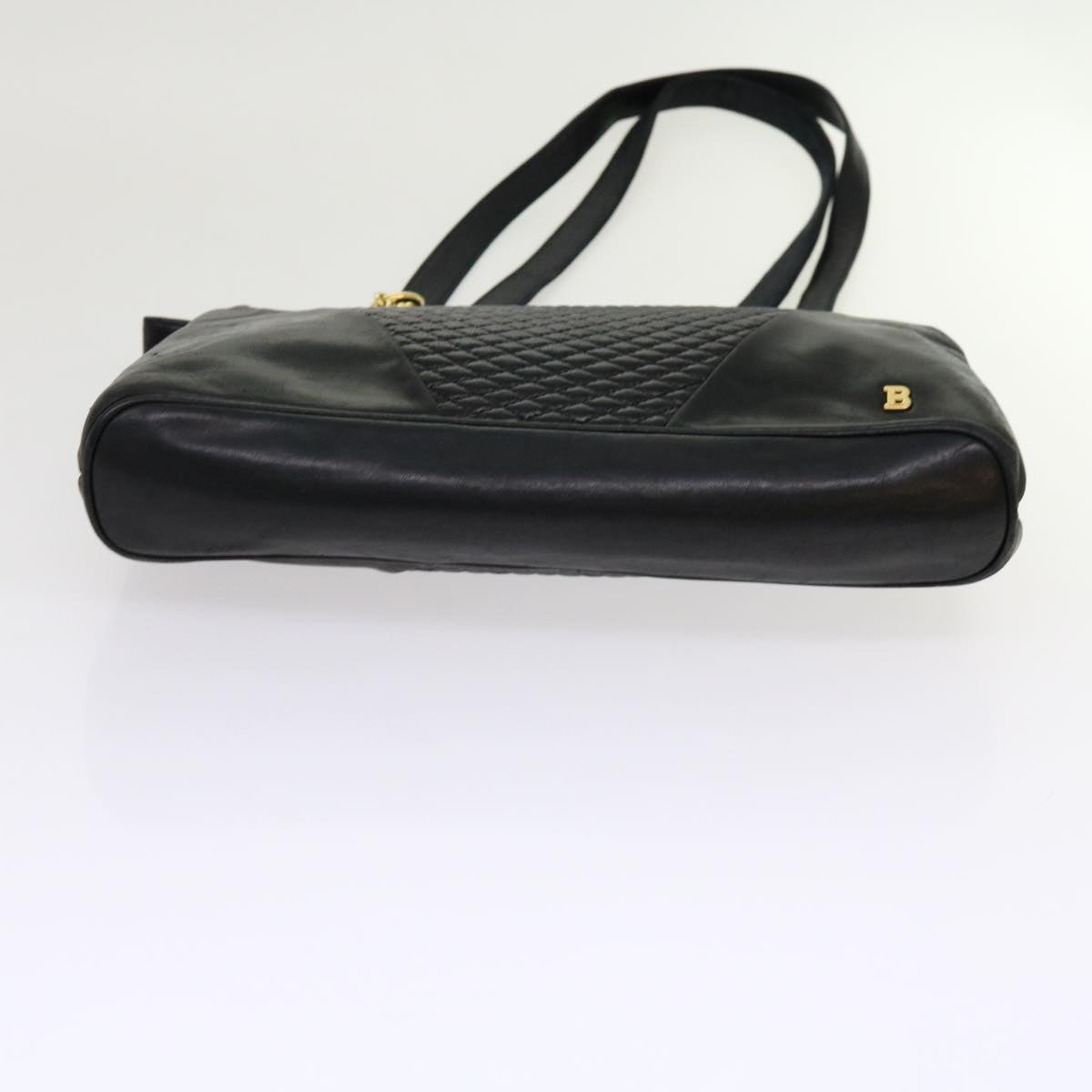 BALLY Shoulder Bag Leather Black Auth yb483