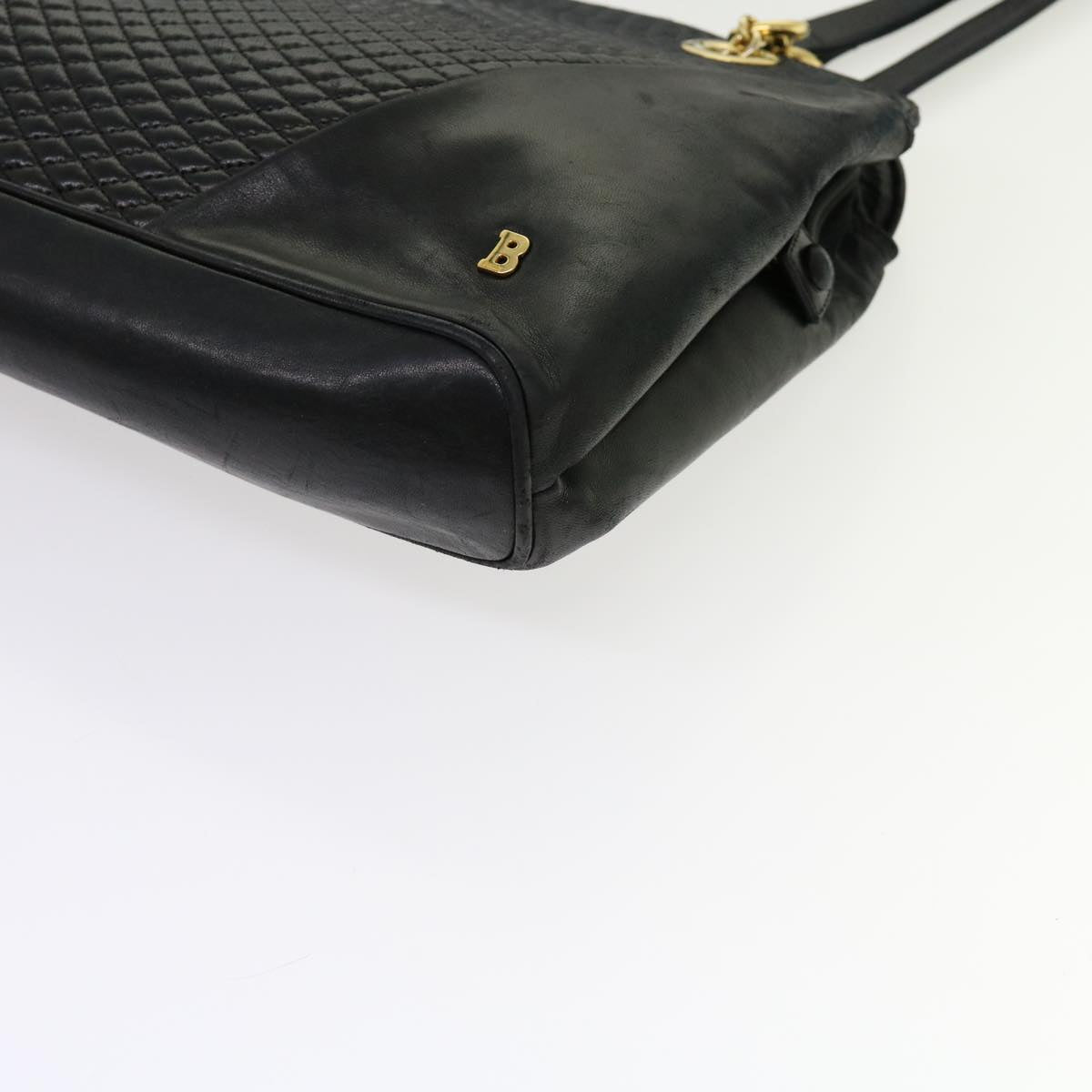 BALLY Shoulder Bag Leather Black Auth yb483