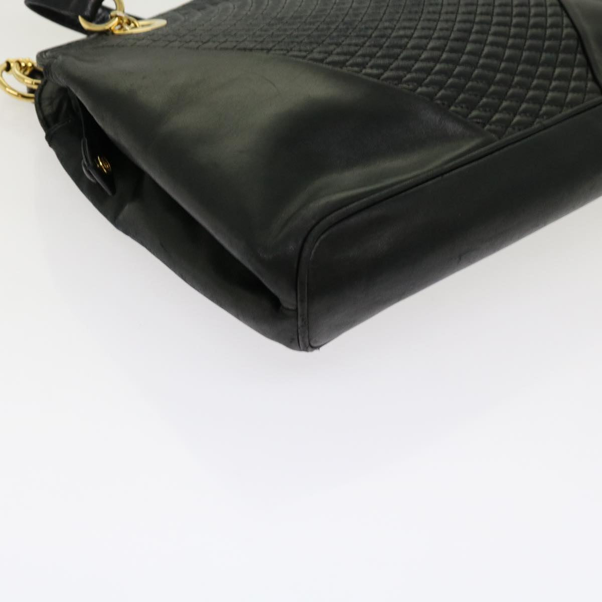 BALLY Shoulder Bag Leather Black Auth yb483