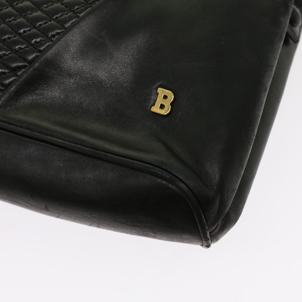 BALLY Shoulder Bag Leather Black Auth yb483