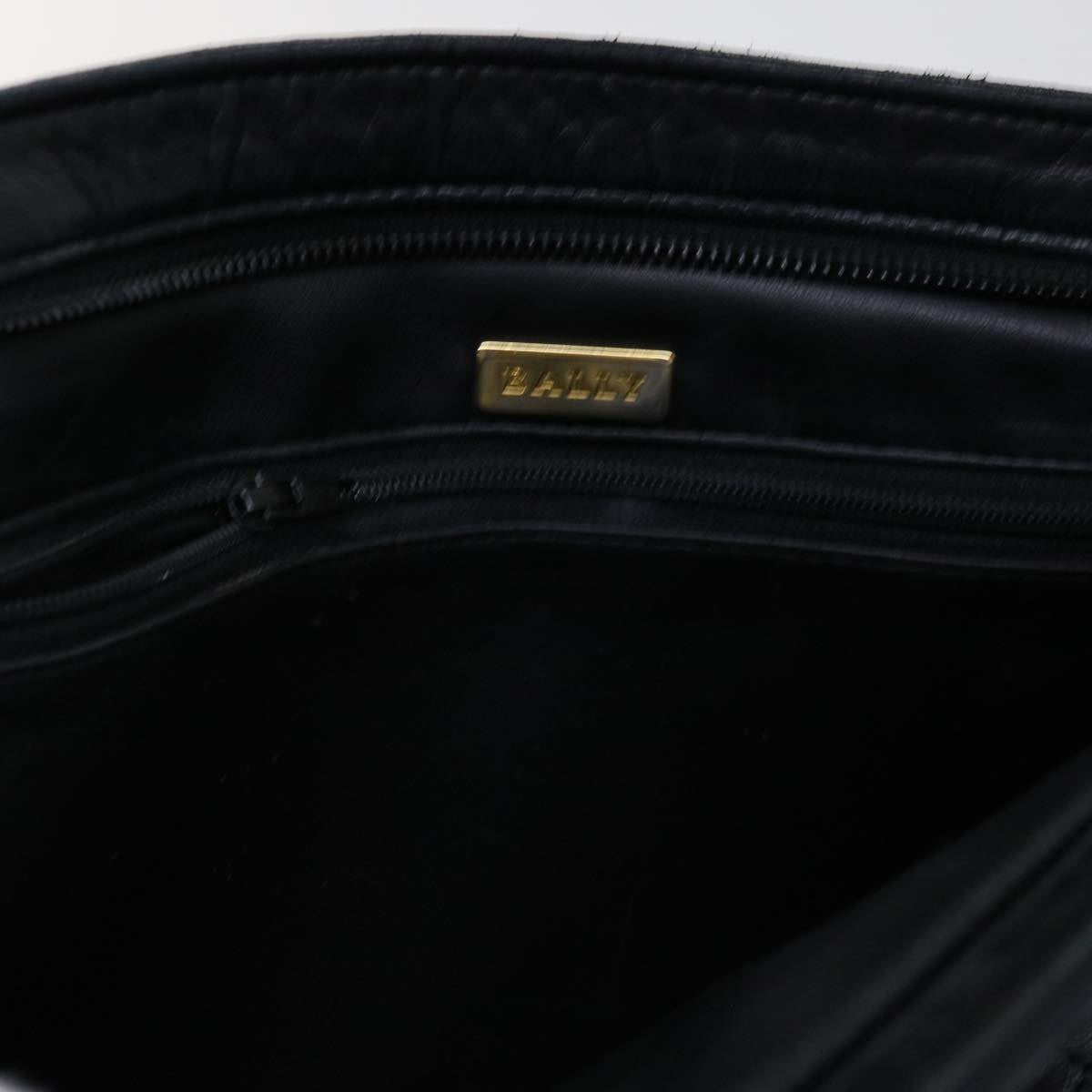 BALLY Shoulder Bag Leather Black Auth yb483