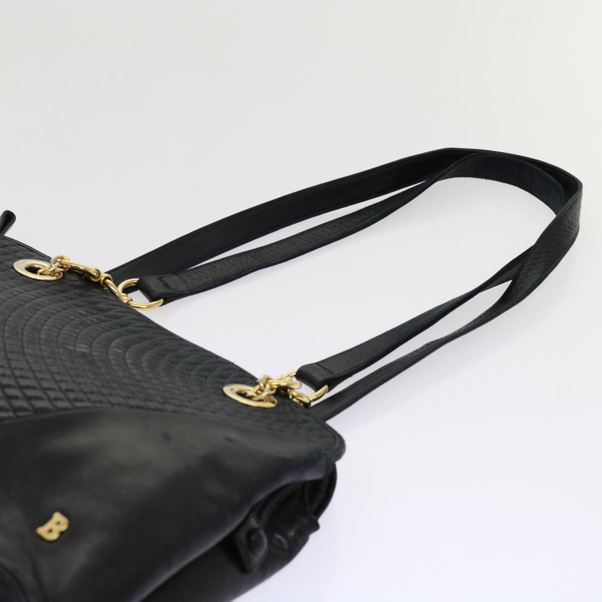 BALLY Shoulder Bag Leather Black Auth yb483