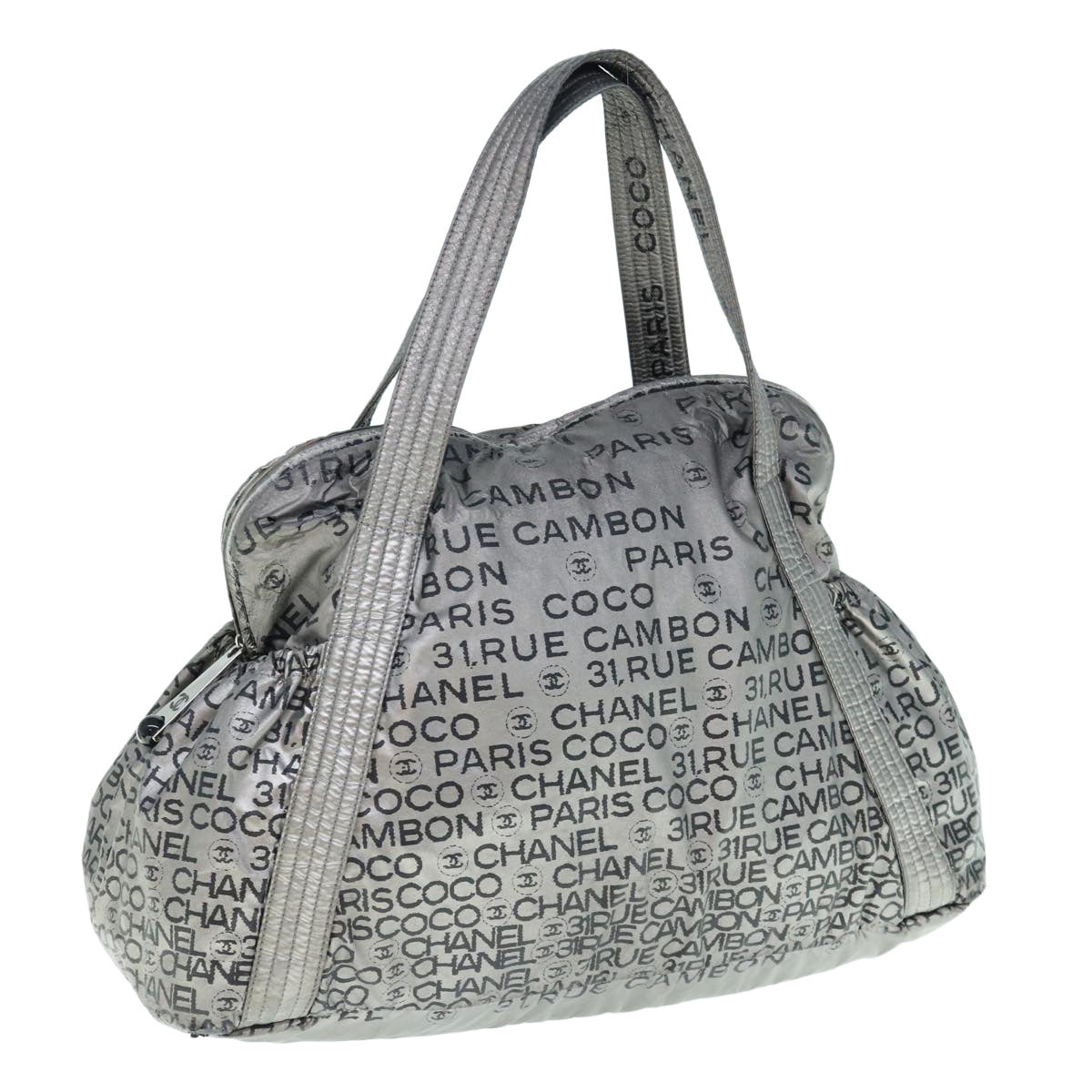 CHANEL Unlimited Shoulder Bag Nylon Silver CC Auth yb486