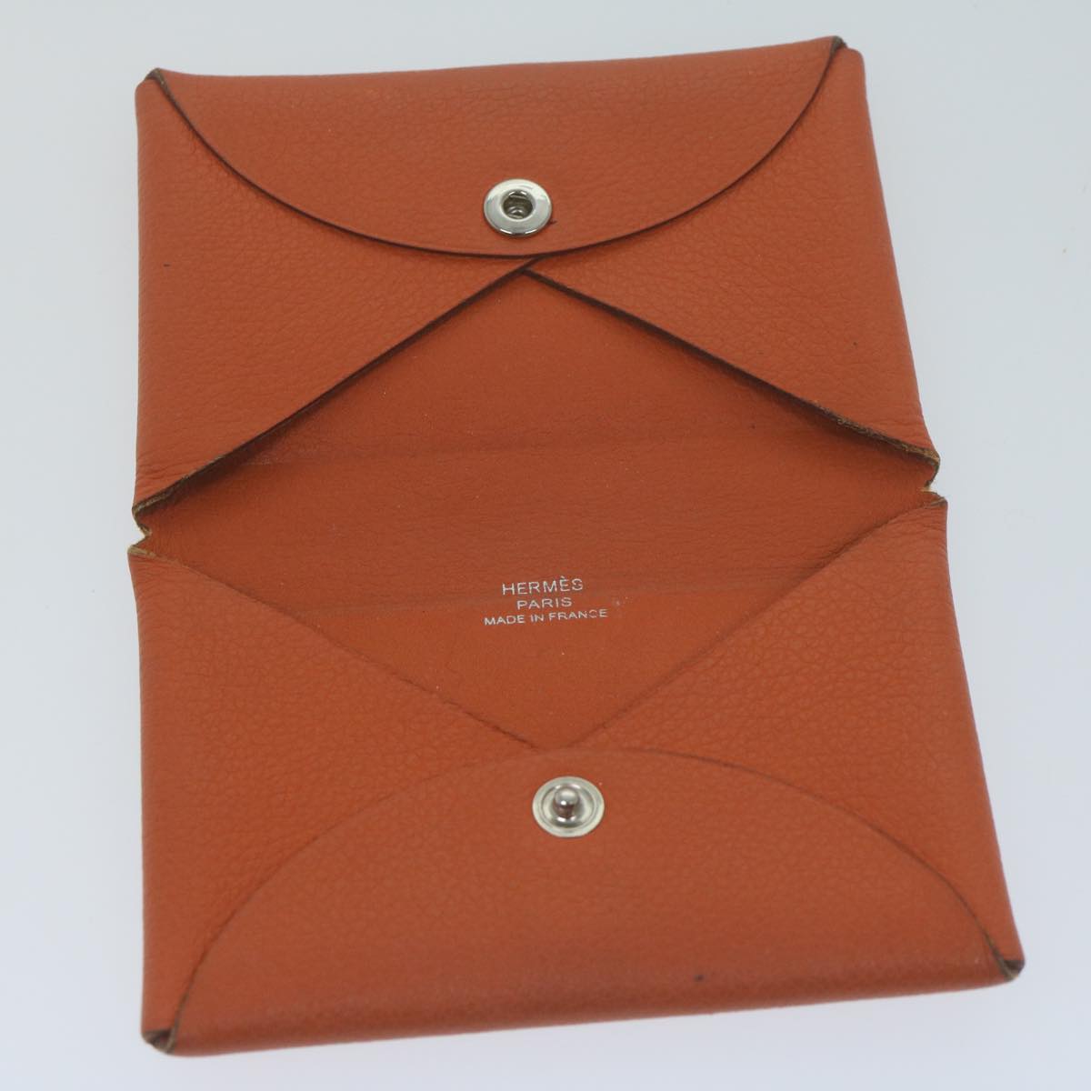 HERMES Wallet Leather 2Set Brown Orange Auth yb496