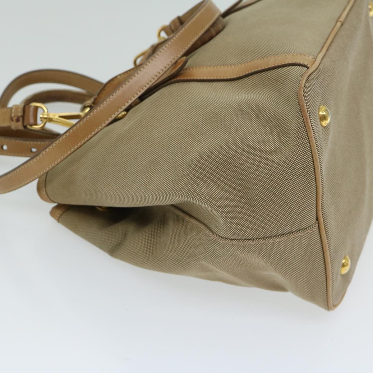 PRADA Hand Bag Canvas 2way Beige Auth yb499