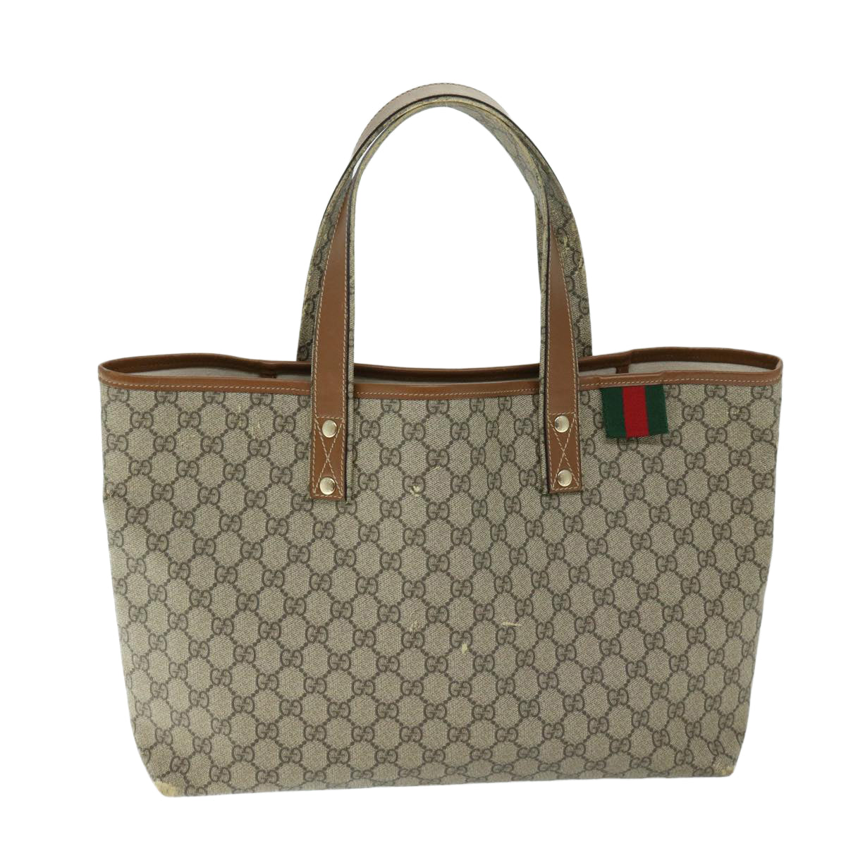 GUCCI GG Supreme Tote Bag PVC Beige 211134 Auth yb504