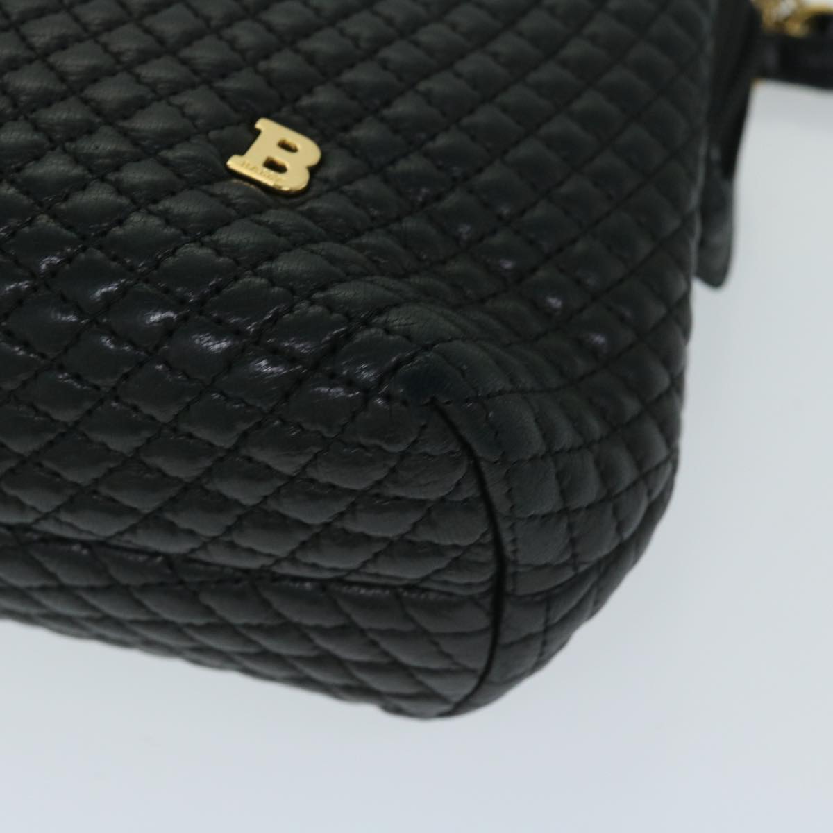 BALLY Chain Shoulder Bag Leather Black Auth yb518