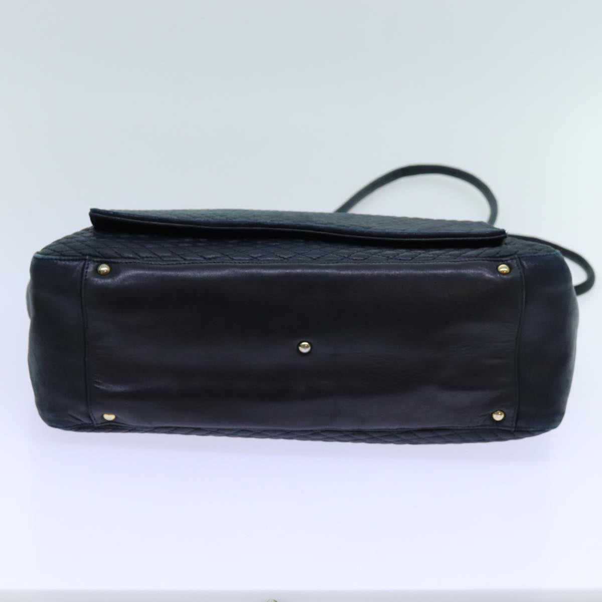 BALLY Hand Bag Leather 2Set Black Navy Auth yb527