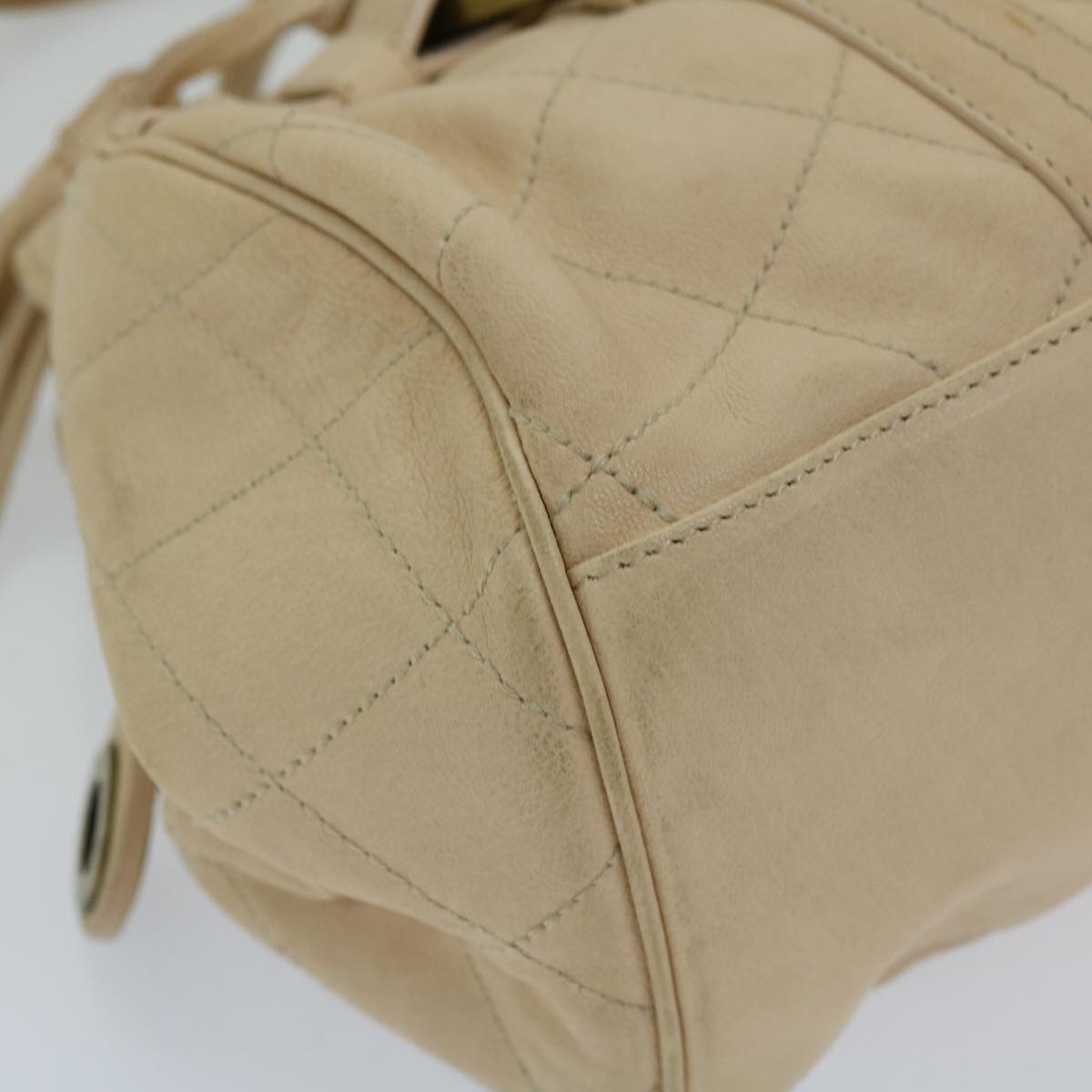 BALLY Hand Bag Leather Ivory Auth yb529