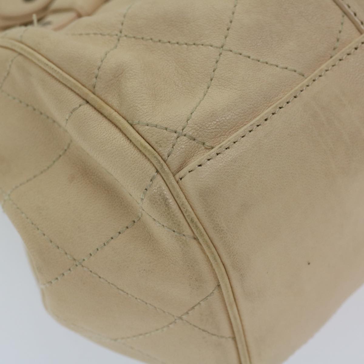 BALLY Hand Bag Leather Ivory Auth yb529