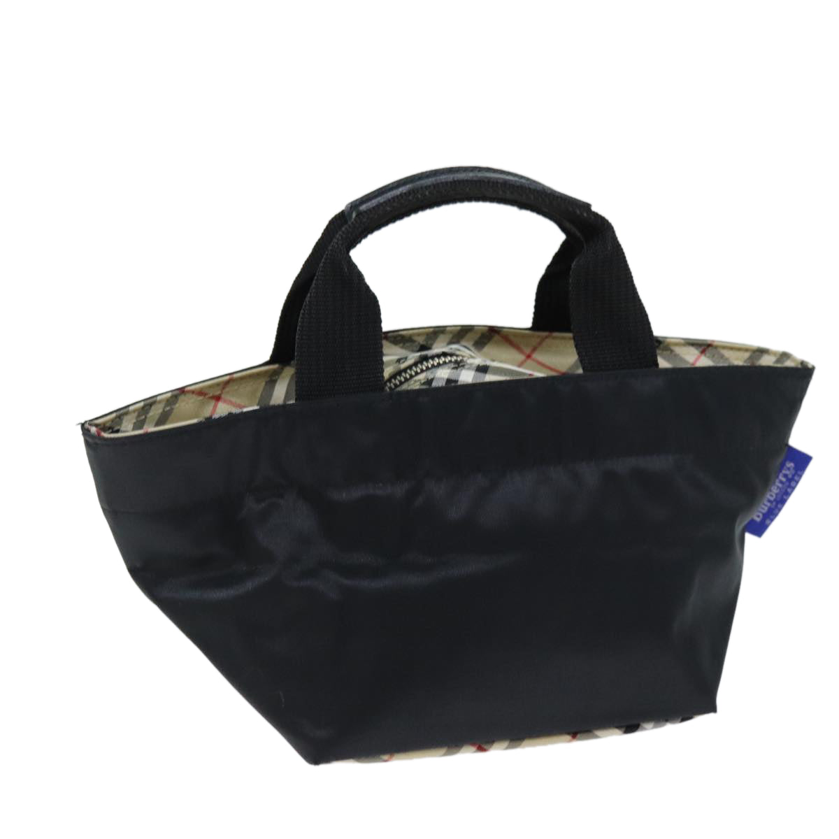 Burberrys Blue Label Hand Bag Nylon Black Auth yb556