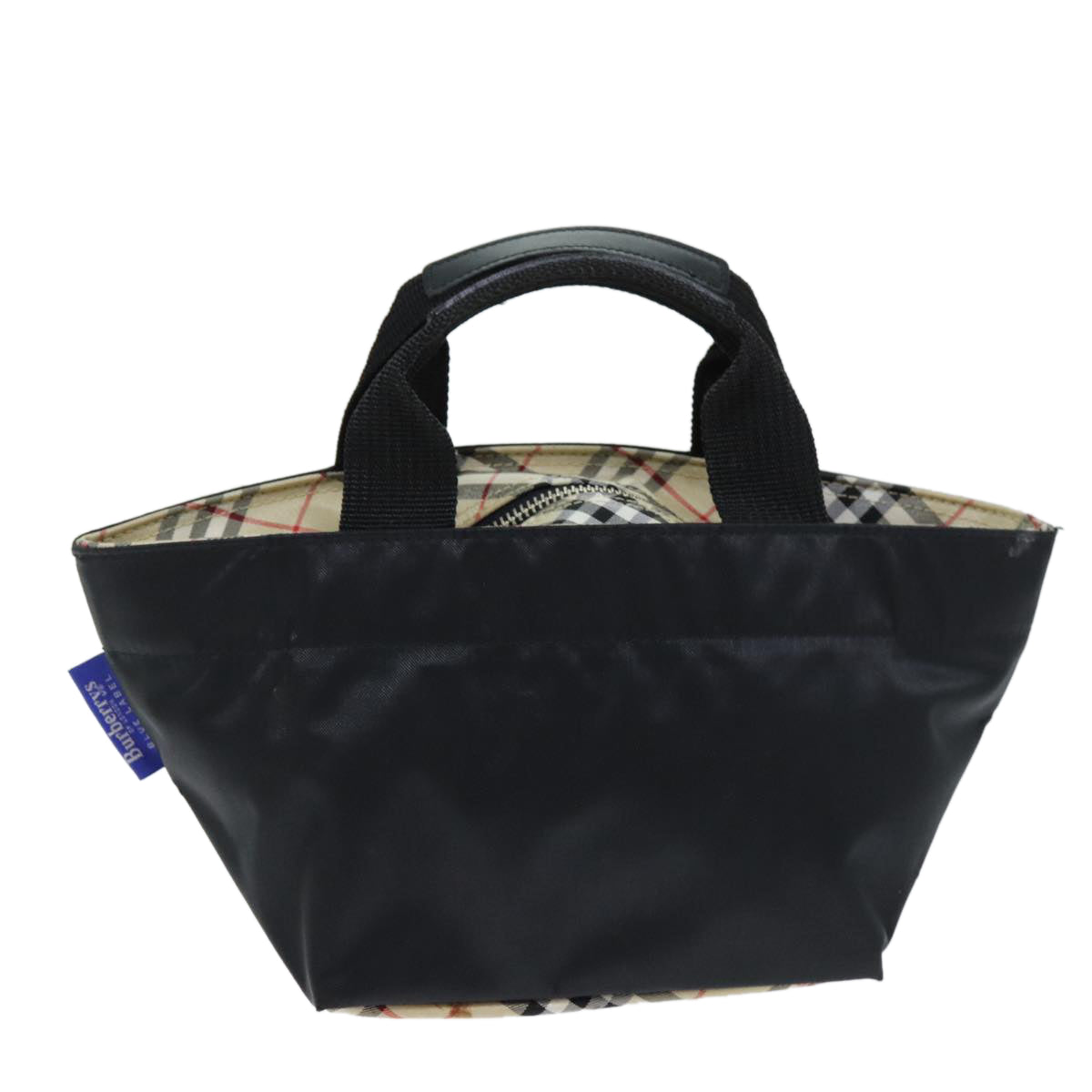 Burberrys Blue Label Hand Bag Nylon Black Auth yb556