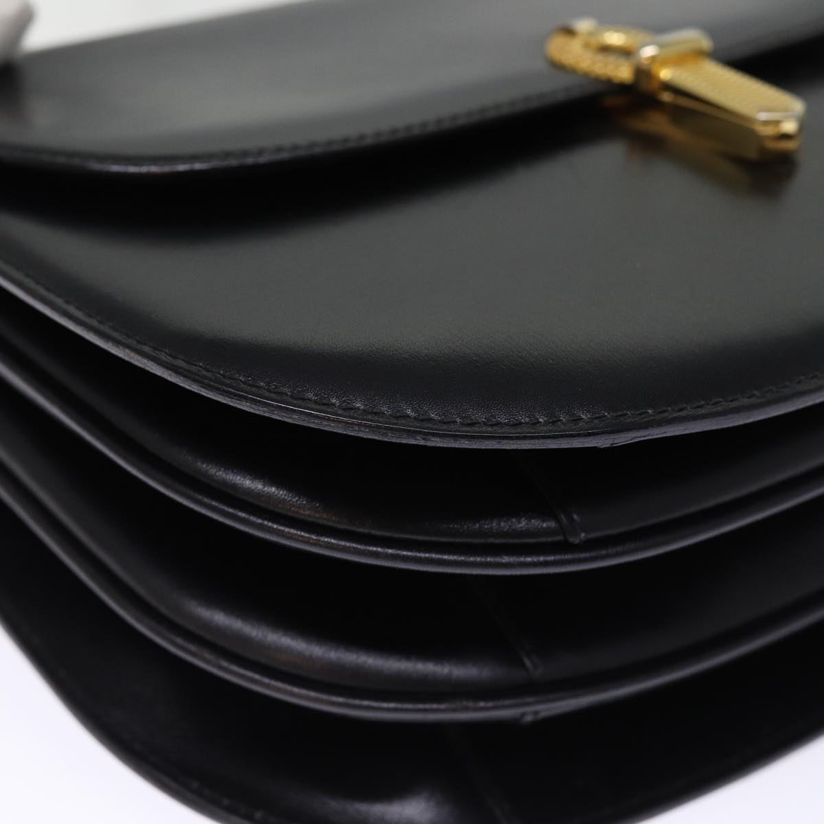 BALLY Shoulder Bag Leather Black Auth yb566