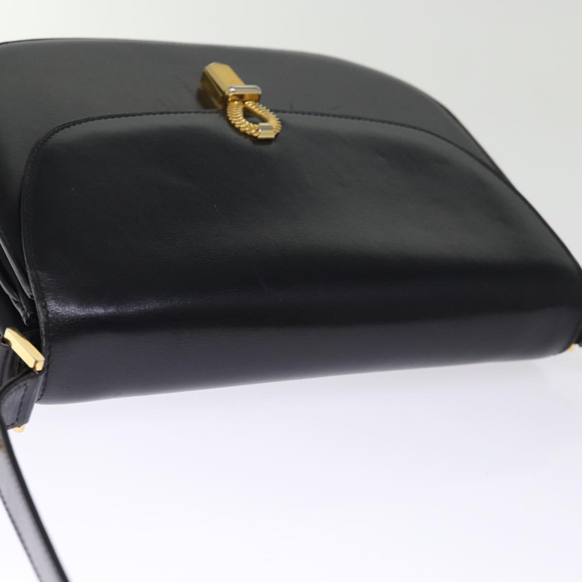 BALLY Shoulder Bag Leather Black Auth yb566