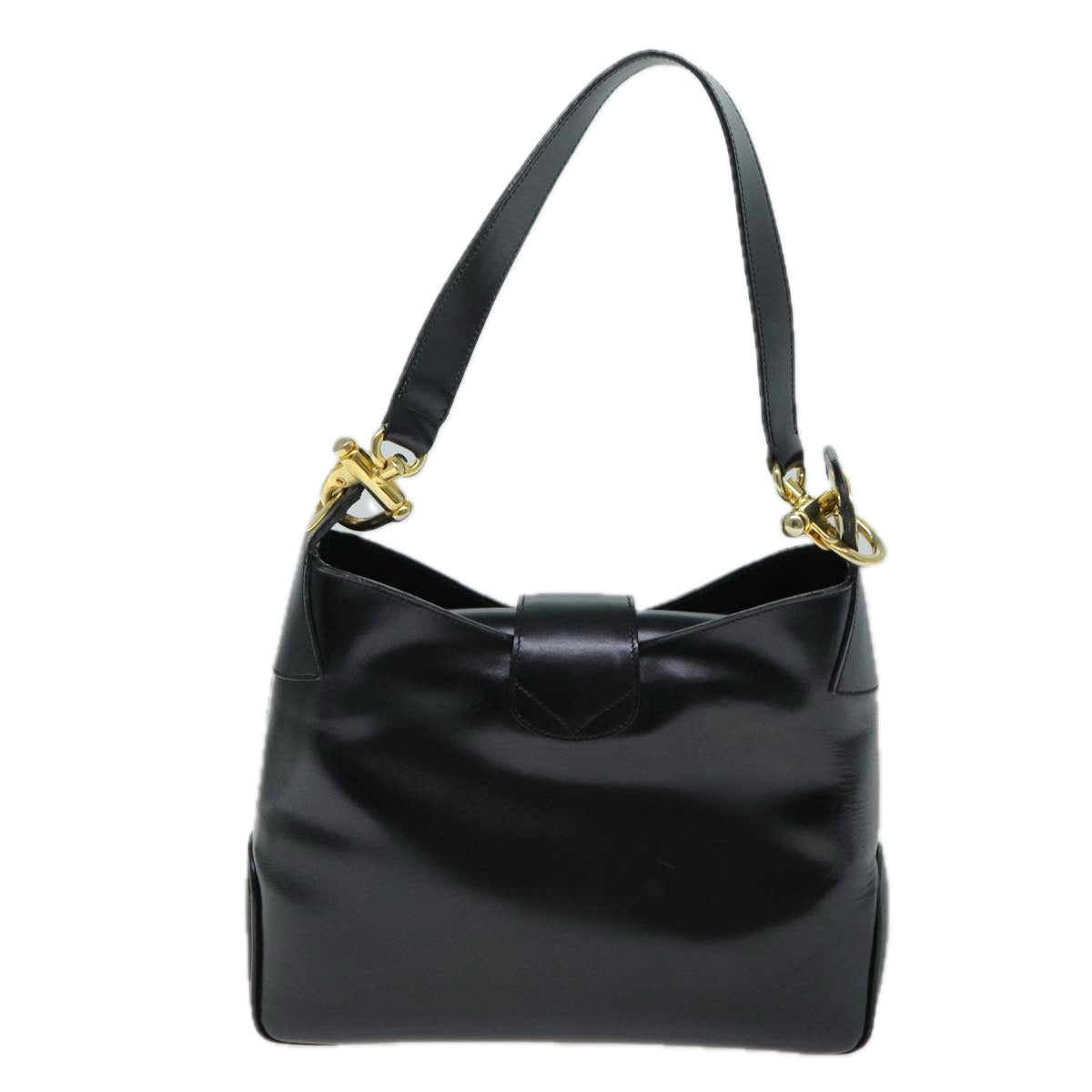 BALLY Shoulder Bag Leather Black Auth yb579