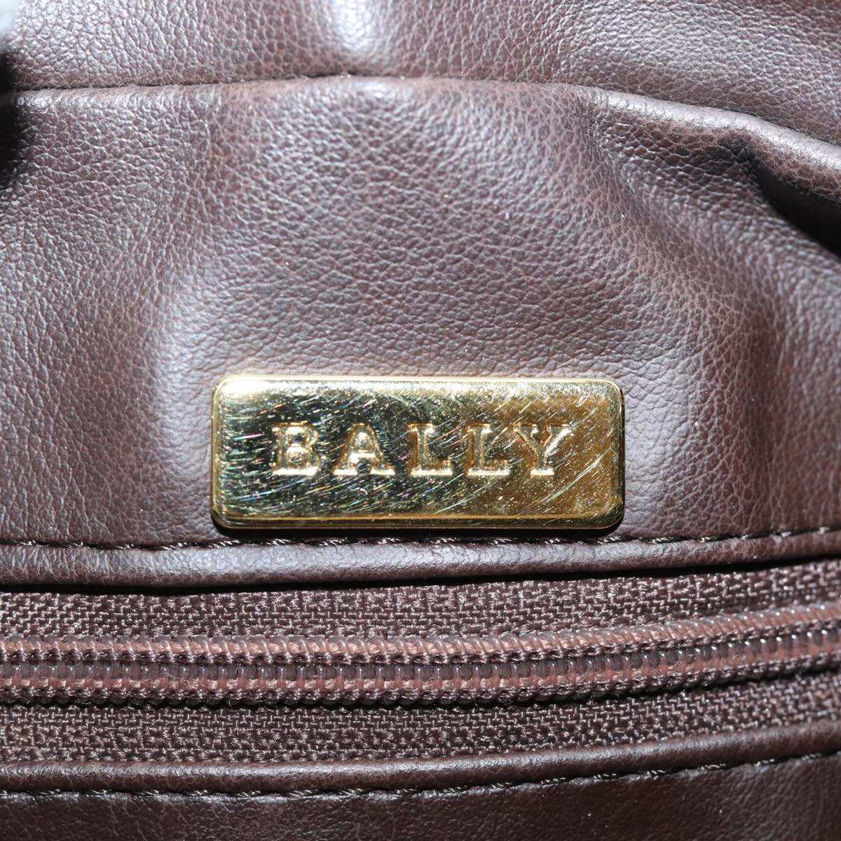 BALLY Chain Shoulder Bag Leather Beige Auth yb588