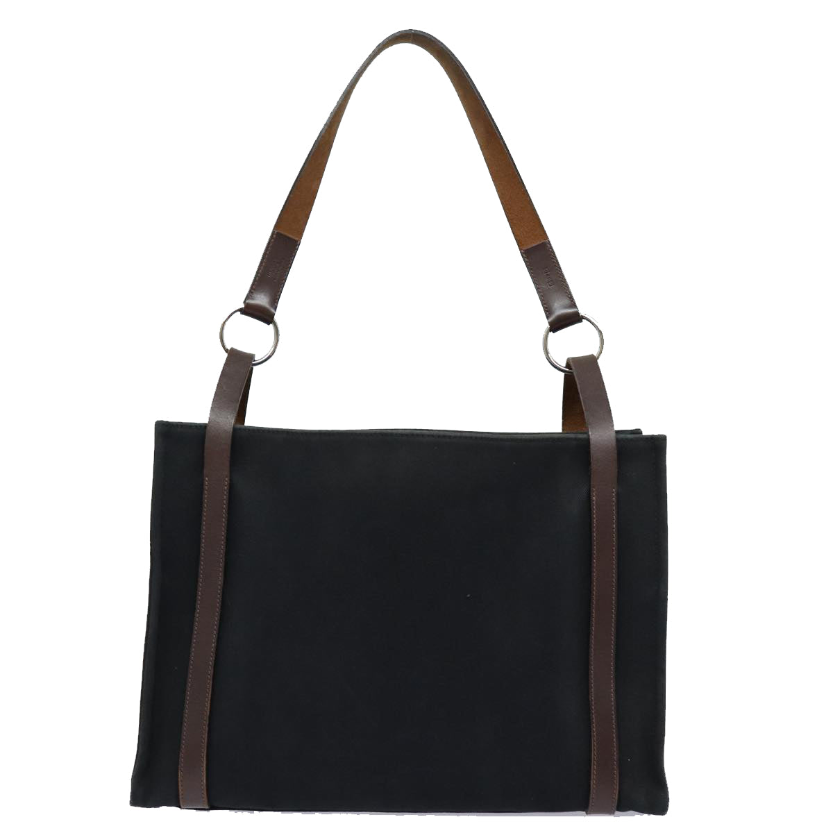 HERMES Cabaricol Tote Bag Canvas Leather Black Auth yb622