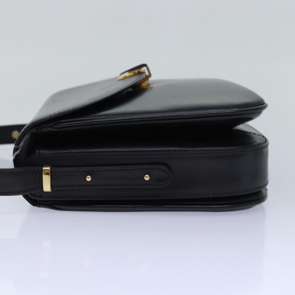 BALLY Shoulder Bag Leather Black Auth yb625