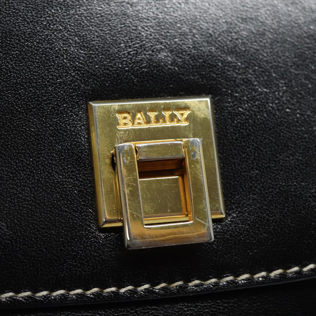 BALLY Shoulder Bag Leather Black Auth yb626