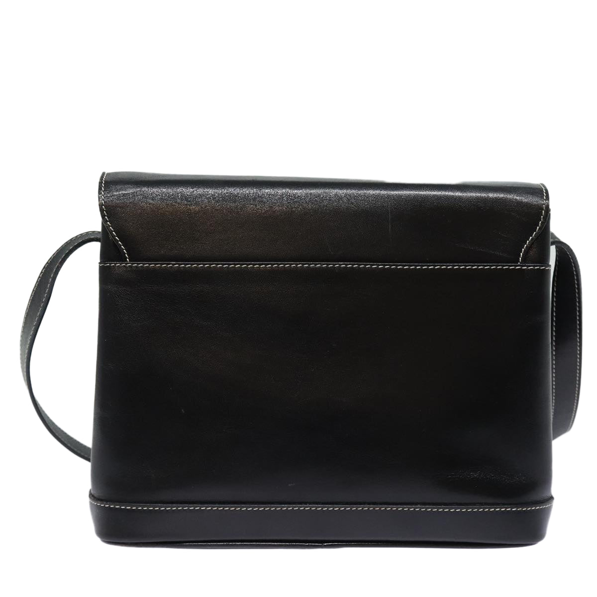 BALLY Shoulder Bag Leather Black Auth yb626