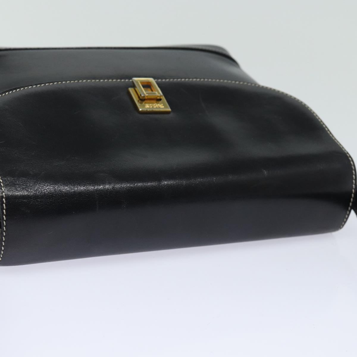 BALLY Shoulder Bag Leather Black Auth yb626