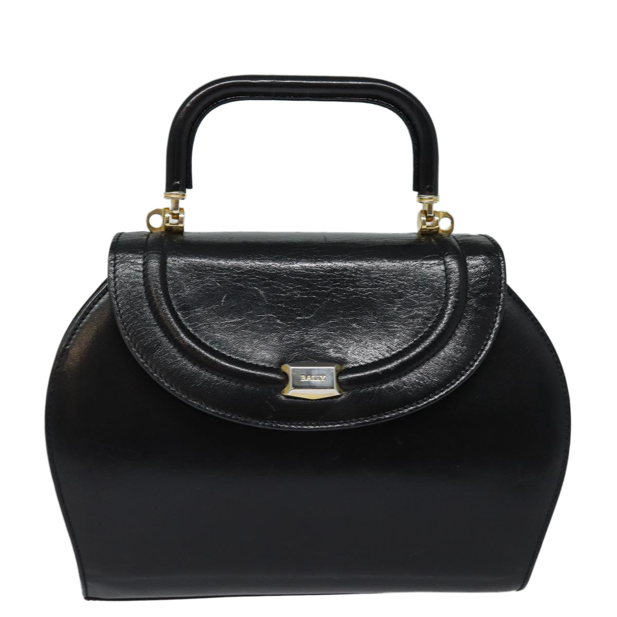 BALLY Hand Bag Leather 2way Black Auth yb628