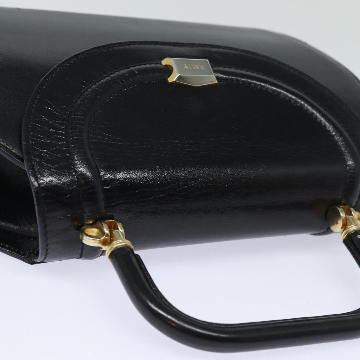 BALLY Hand Bag Leather 2way Black Auth yb628