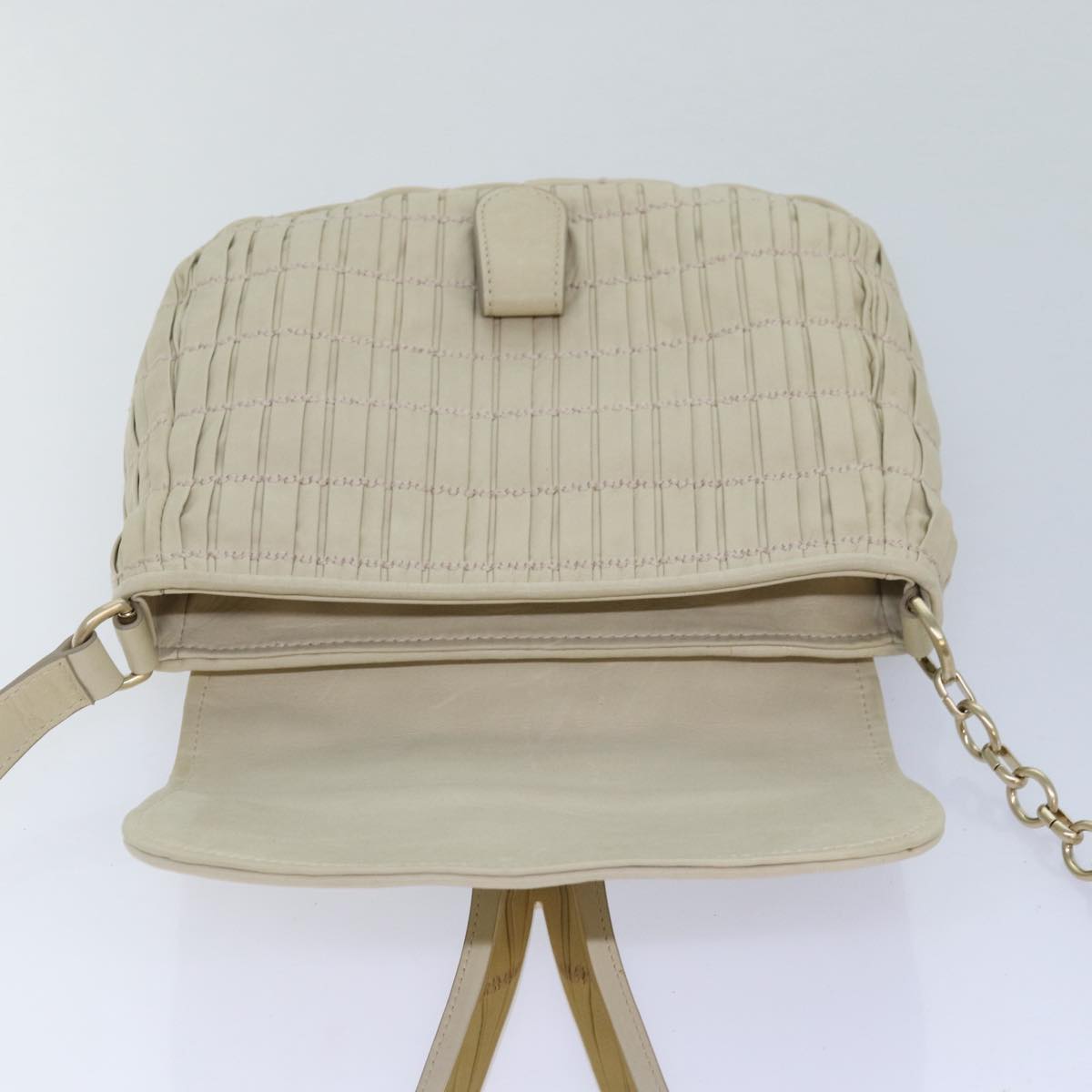 BALLY Shoulder Bag Leather Beige Auth yb629