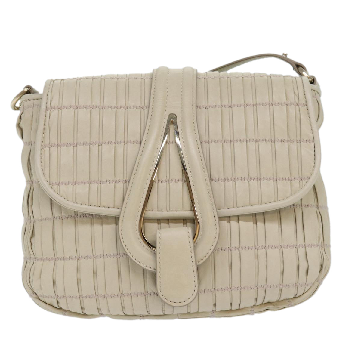 BALLY Shoulder Bag Leather Beige Auth yb629