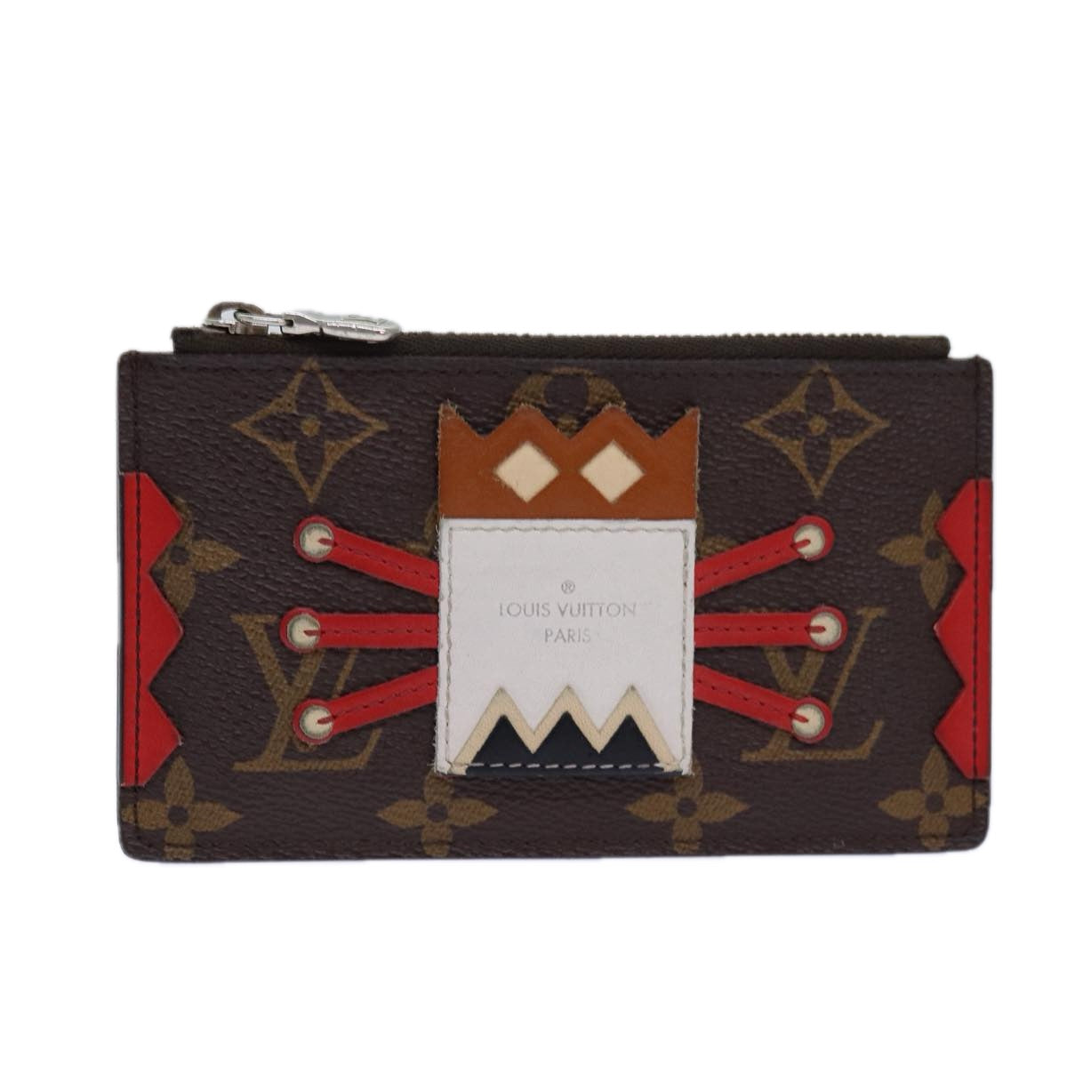 LOUIS VUITTON Pochette Cles Coin Purse Tribal mask M60213 LV Auth yb643