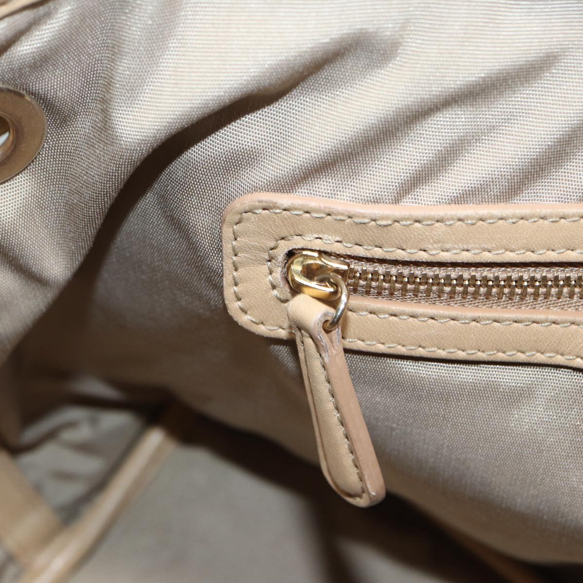 Christian Dior Lady Dior Canage Hand Bag Coated Canvas Cream Vanilla Auth yb647