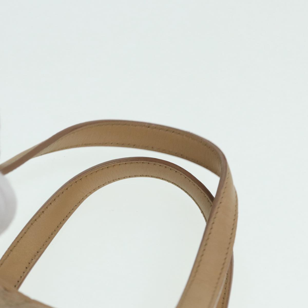 Christian Dior Lady Dior Canage Hand Bag Coated Canvas Cream Vanilla Auth yb647