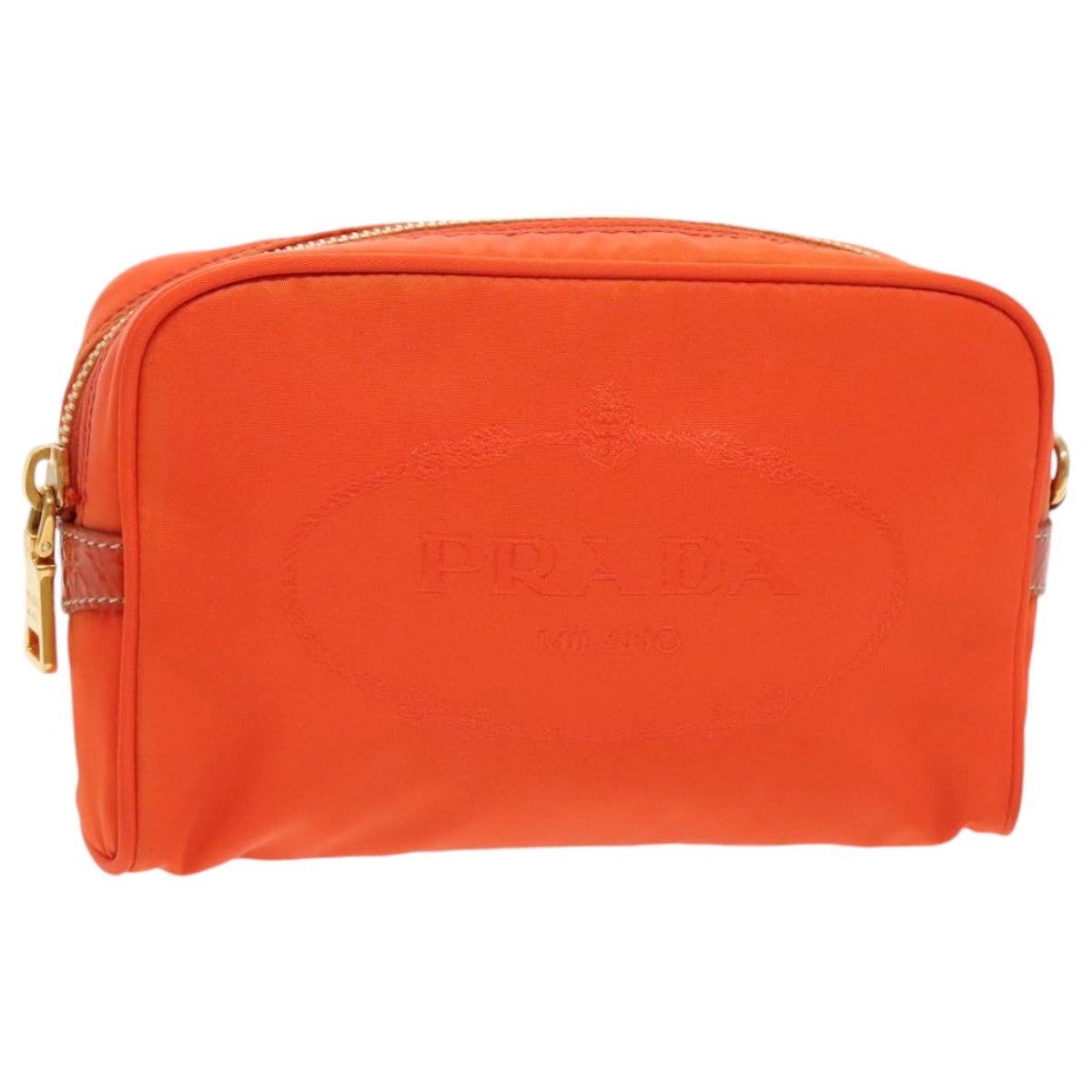 PRADA Pouch Nylon Orange Auth yb697