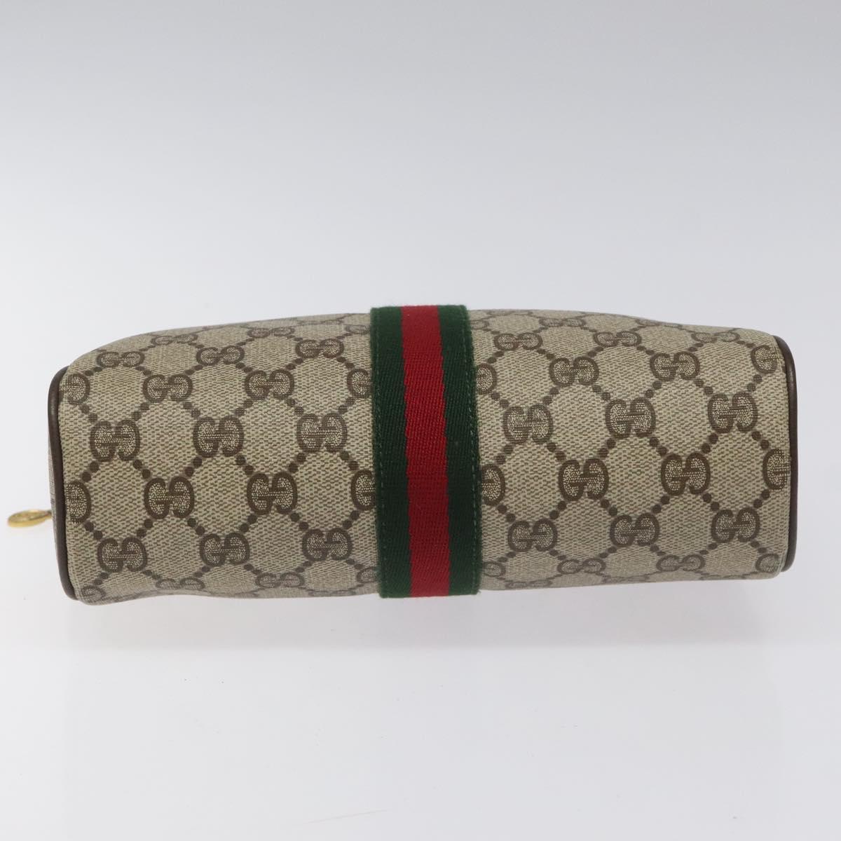 GUCCI GG Supreme Web Sherry Line Clutch Bag PVC Beige Green 56 01 012 Auth yb747