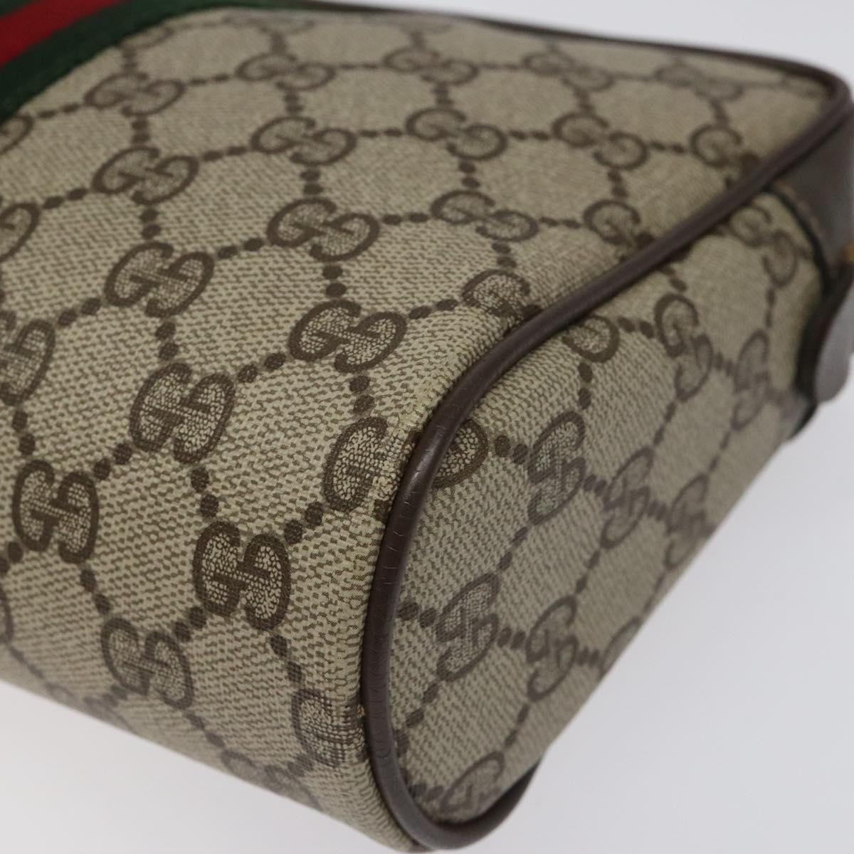 GUCCI GG Supreme Web Sherry Line Clutch Bag PVC Beige Green 56 01 012 Auth yb747