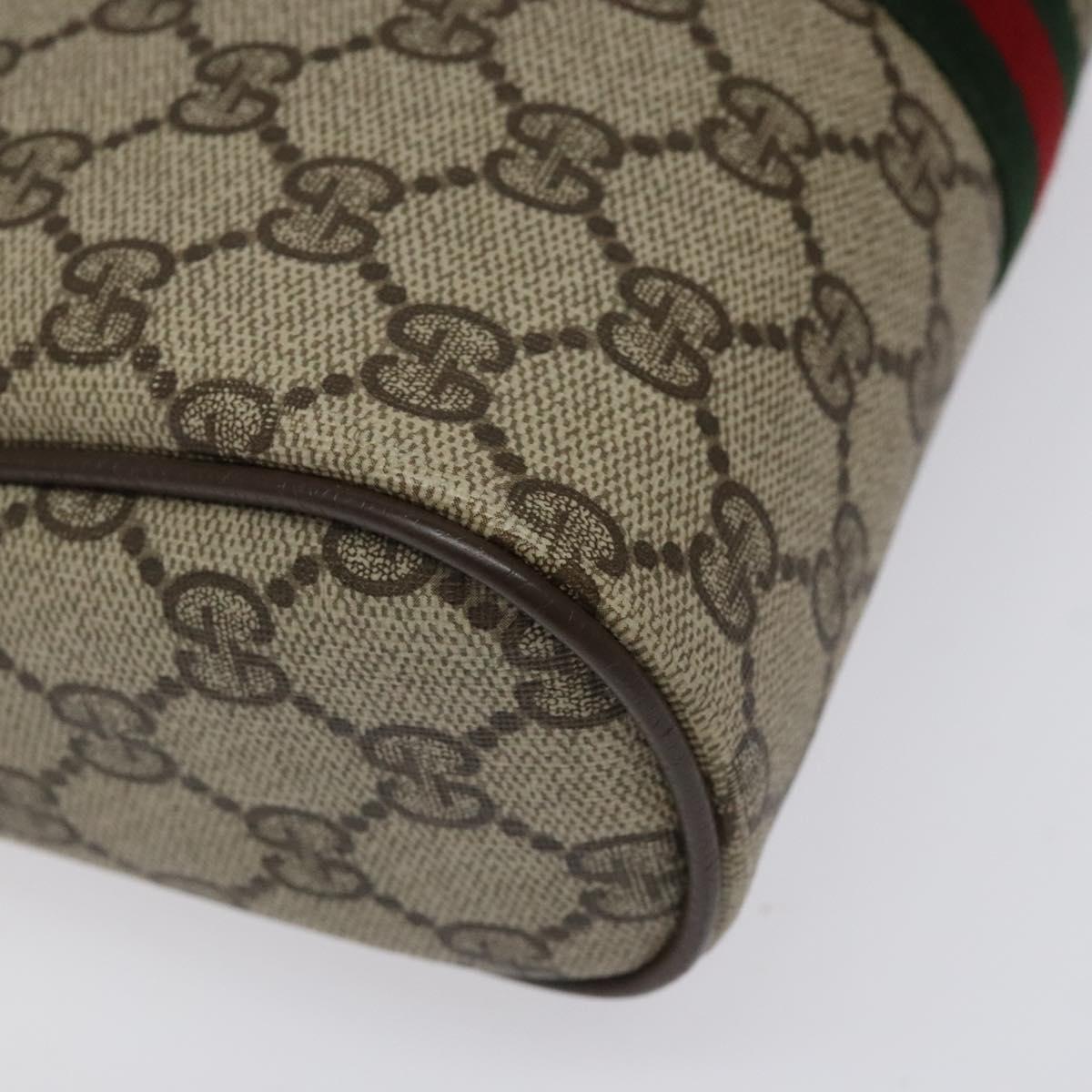 GUCCI GG Supreme Web Sherry Line Clutch Bag PVC Beige Green 56 01 012 Auth yb747