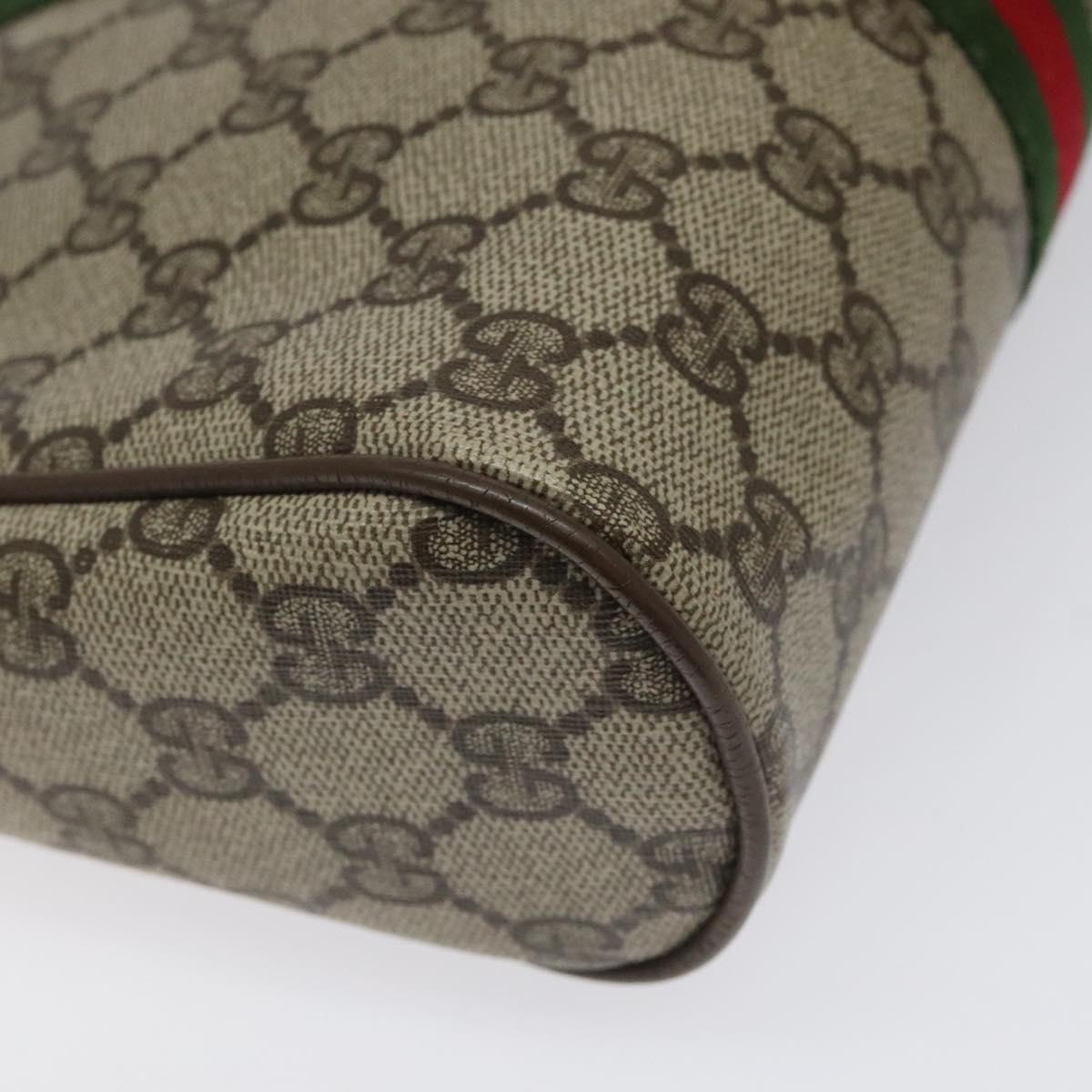 GUCCI GG Supreme Web Sherry Line Clutch Bag PVC Beige Green 01 012 53 Auth yb748