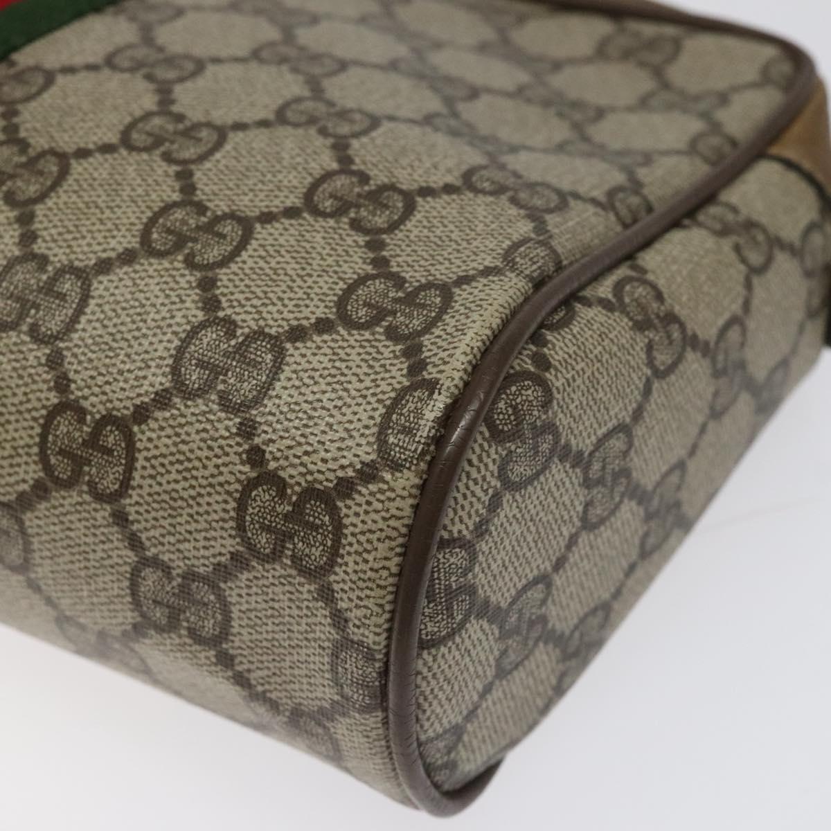GUCCI GG Supreme Web Sherry Line Clutch Bag PVC Beige Green 01 012 53 Auth yb748