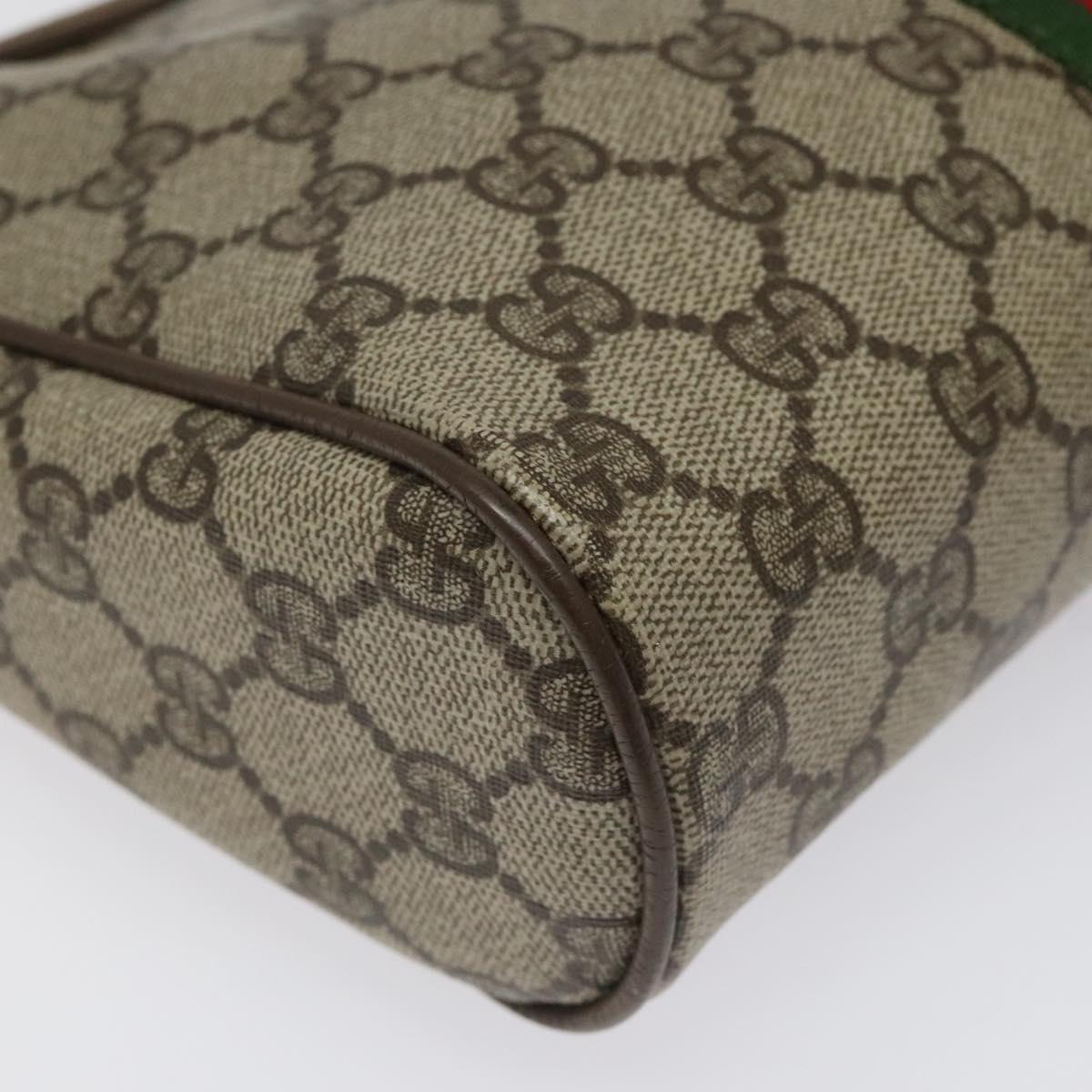 GUCCI GG Supreme Web Sherry Line Clutch Bag PVC Beige Green 01 012 53 Auth yb748