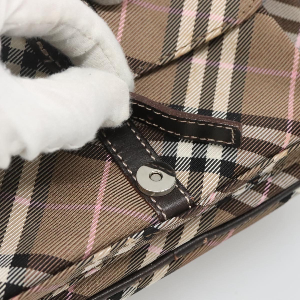 BURBERRY Nova Check Blue Label Shoulder Bag Canvas Brown Pink Auth yb788