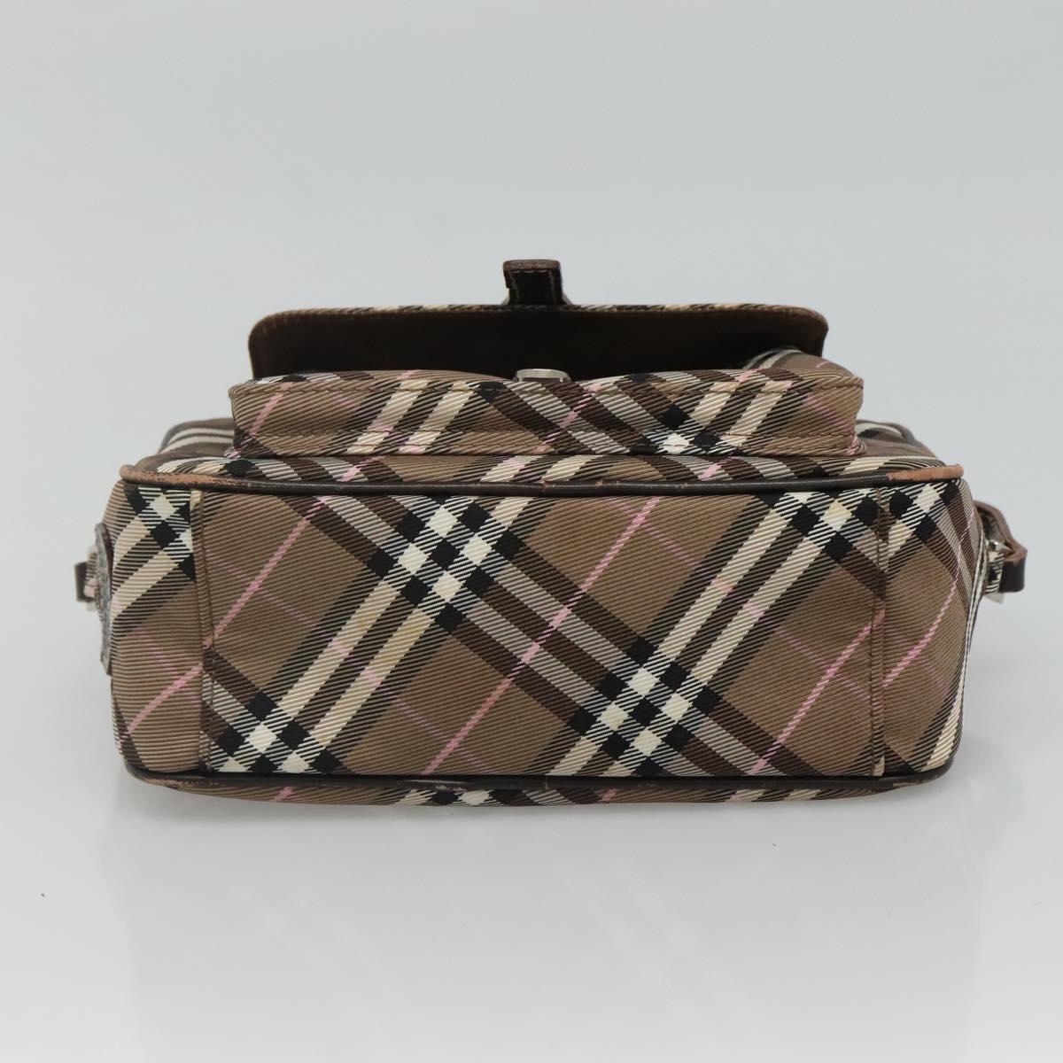 BURBERRY Nova Check Blue Label Shoulder Bag Canvas Brown Pink Auth yb788