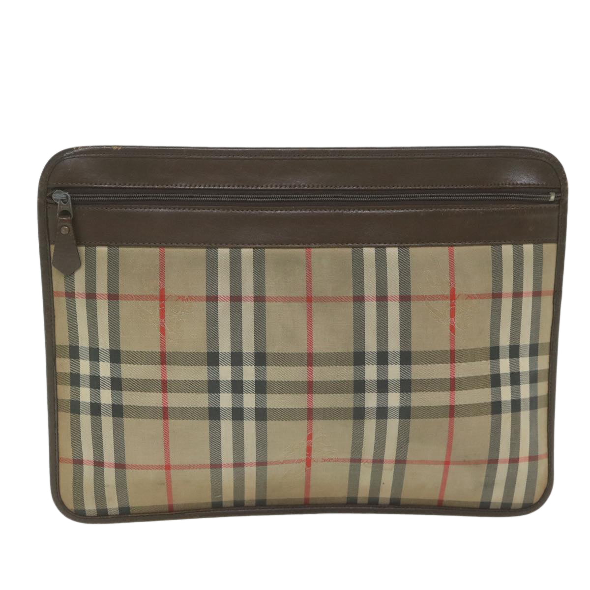 Burberrys Nova Check Clutch Bag Nylon Beige Auth yk10018