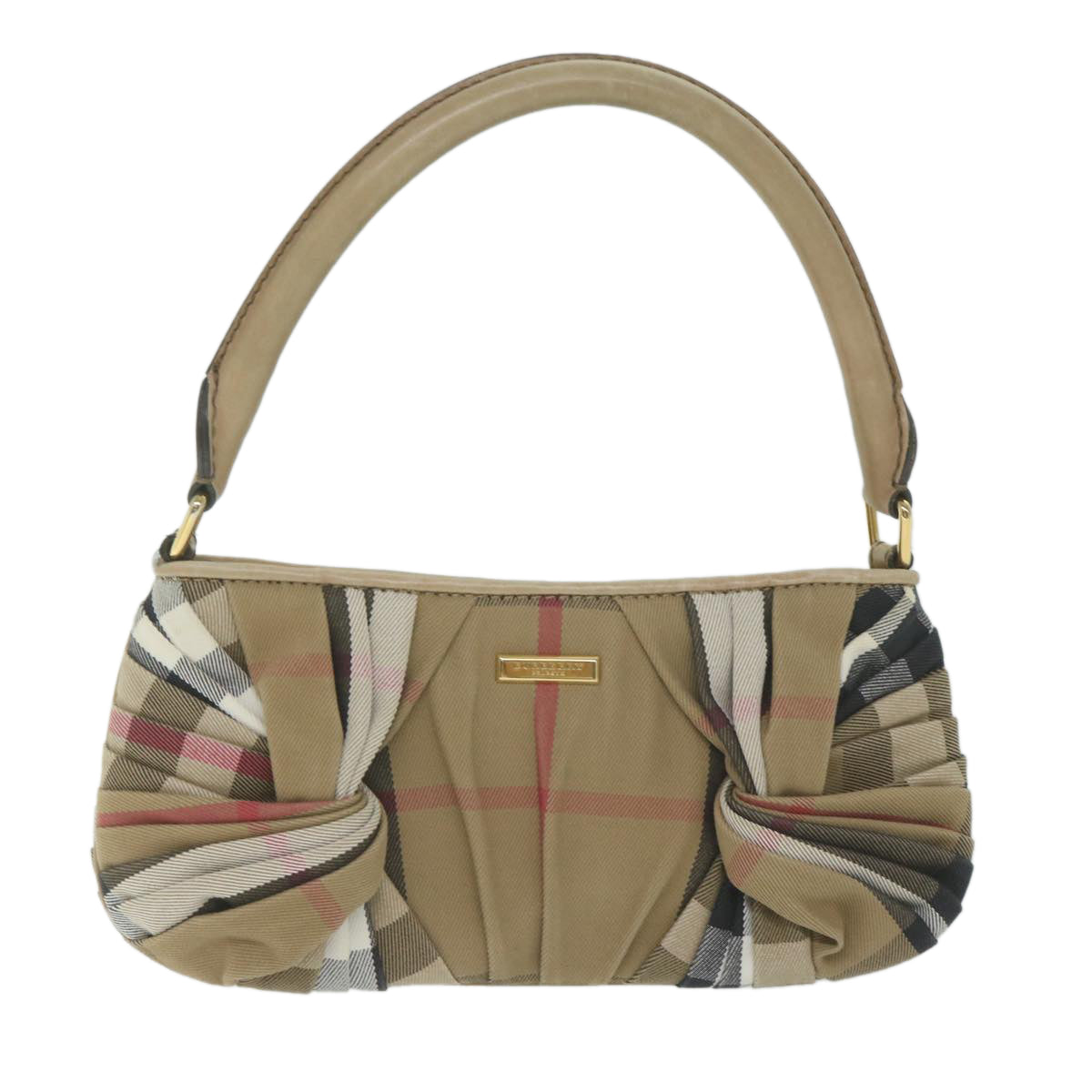 BURBERRY Nova Check Shoulder Bag Canvas Beige Auth yk10037