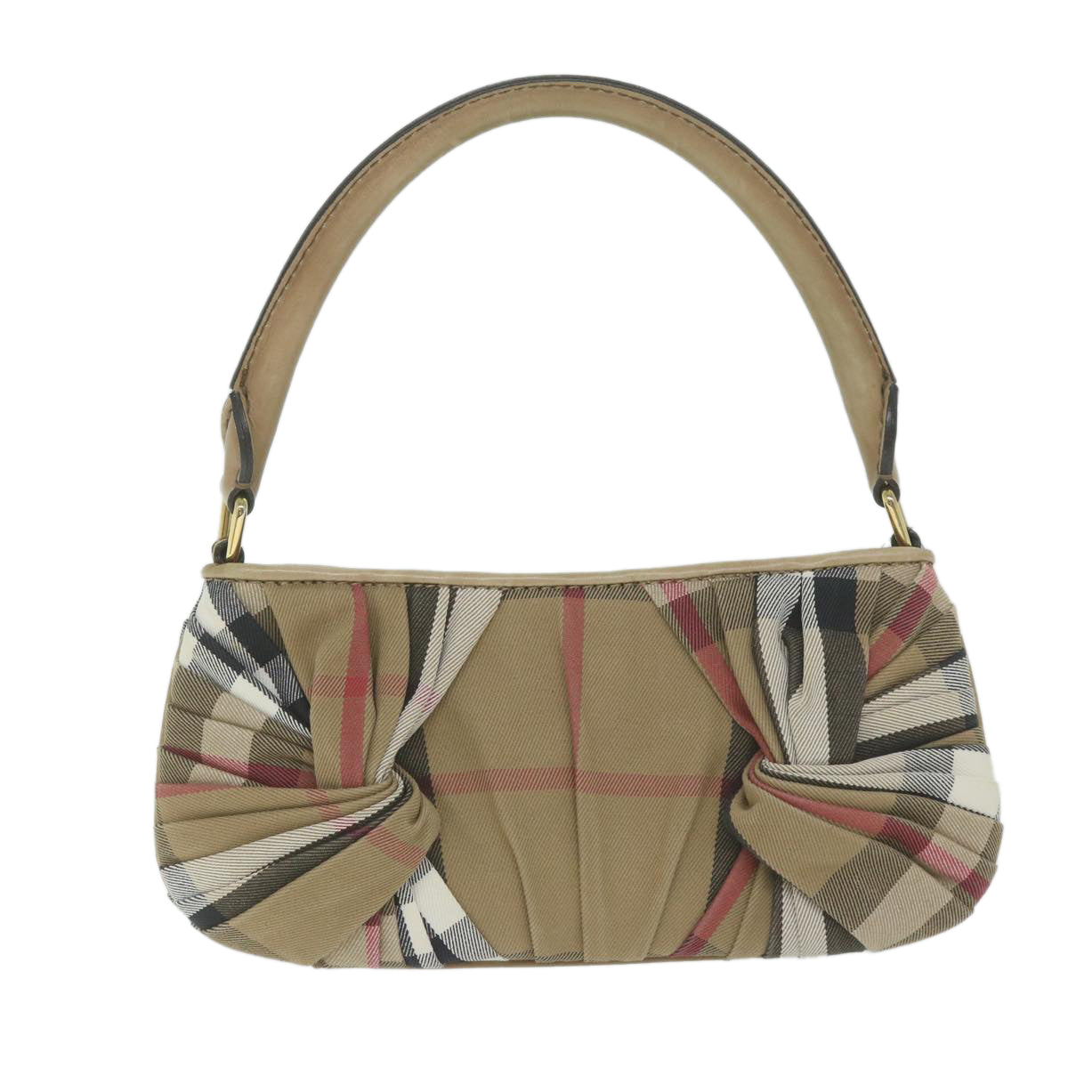 BURBERRY Nova Check Shoulder Bag Canvas Beige Auth yk10037