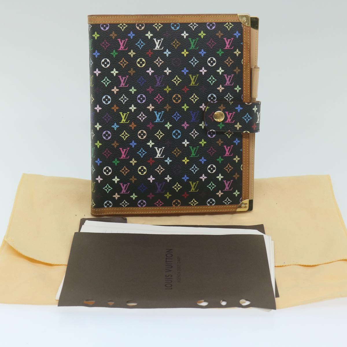 LOUIS VUITTON Multicolor Agenda GM Day Planner Cover Black R20893 Auth yk10093A